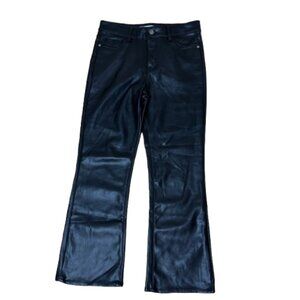 ZARA Faux Leather Black Straight Leg Trousers Pants Size 4